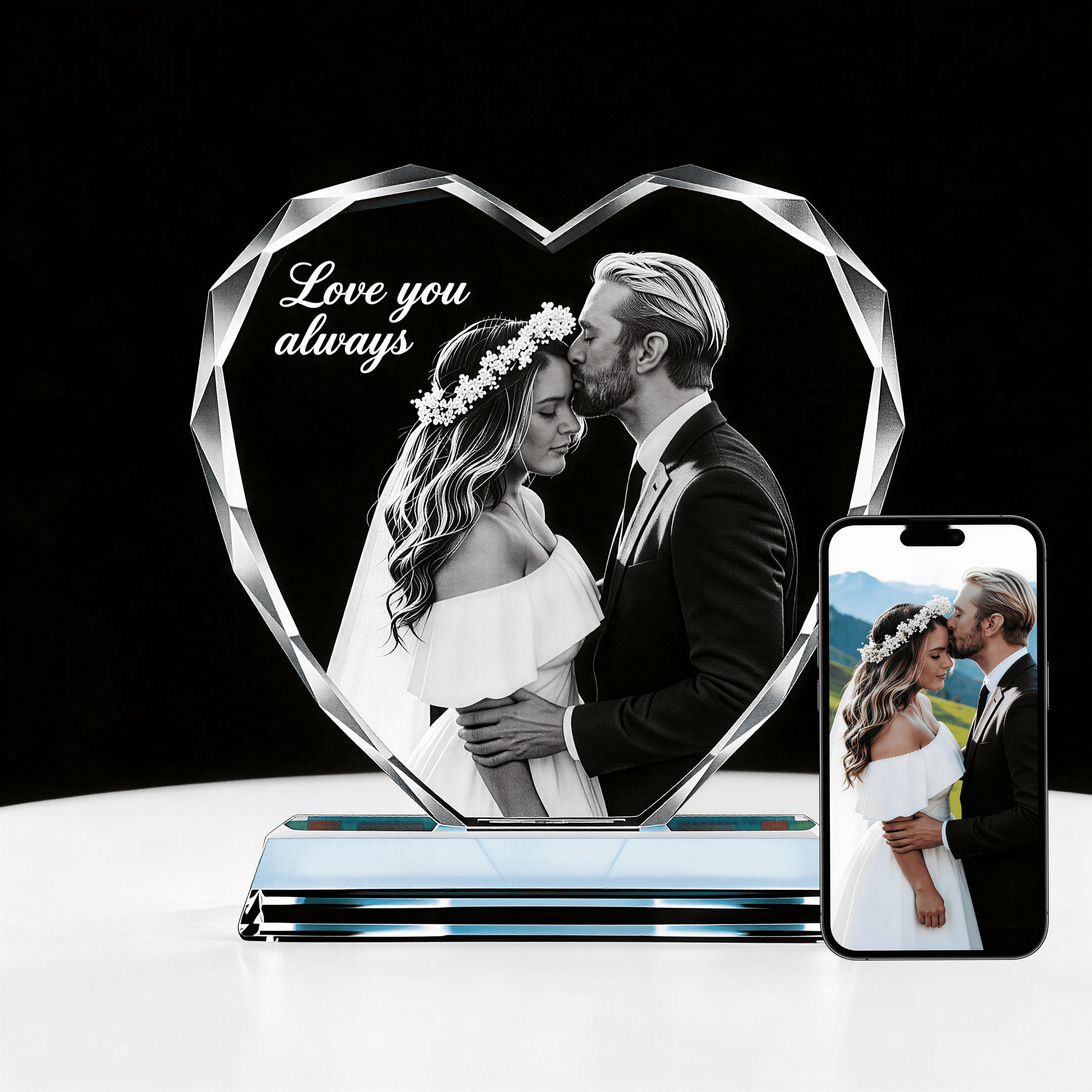 personalised lover Memorial Gift 3D K9 crystal frame 3