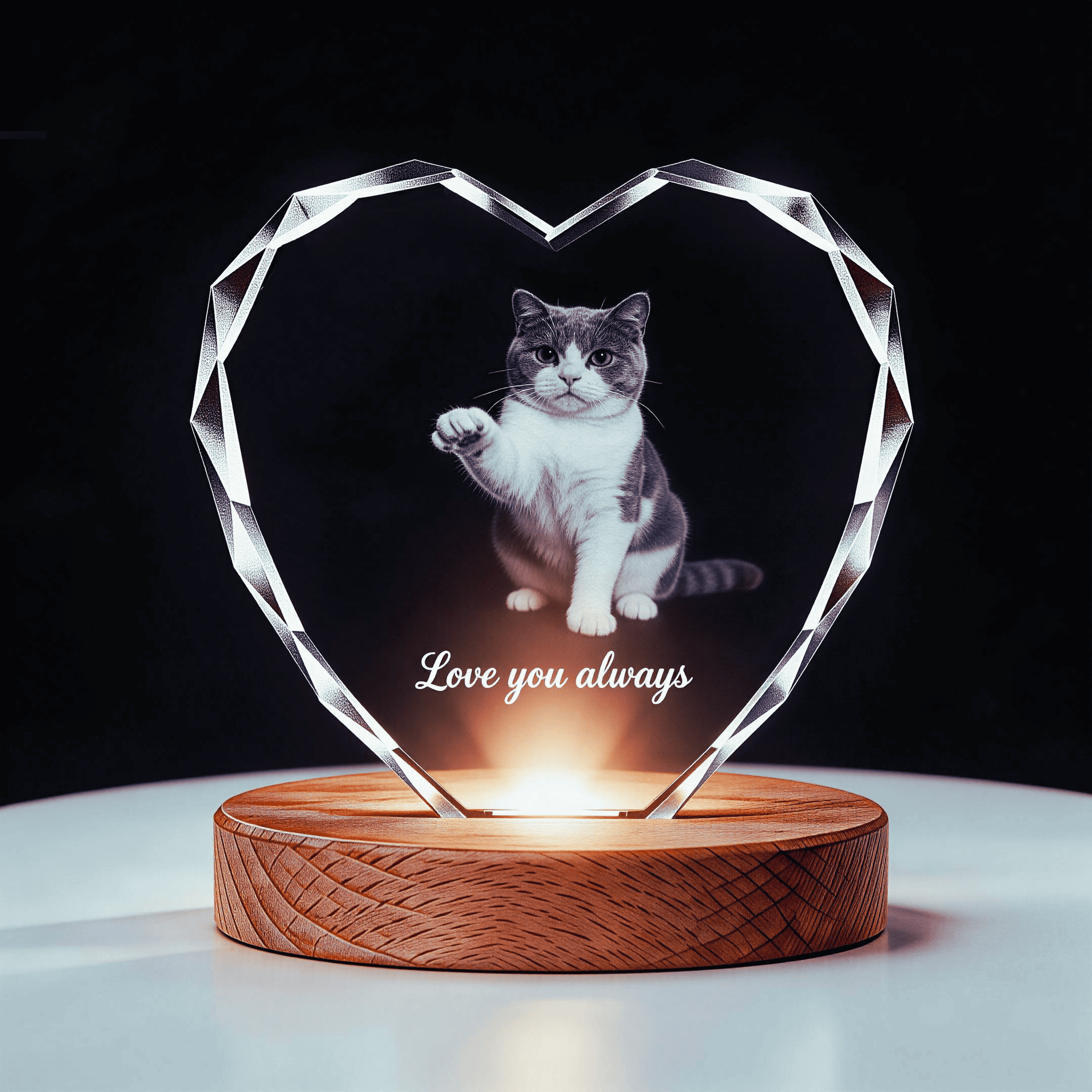 personalised cat Memorial Gift 3D K9 crystal frame 3