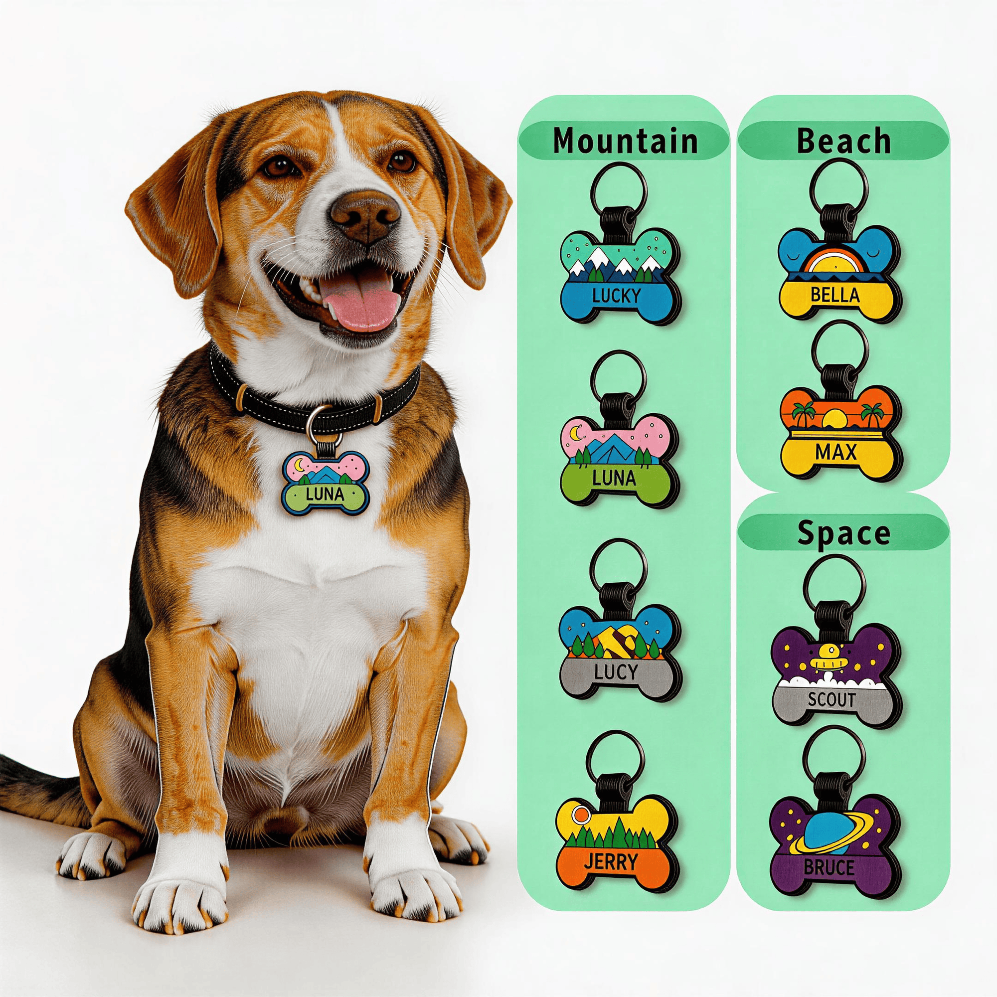 Personalised Silicone Silent Pet ID Tag for Dog and Cat | Engraved Bone-Shaped Customized Pet Tag
